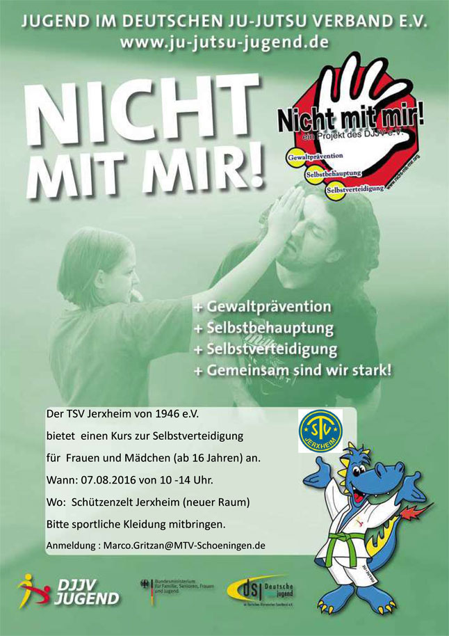 Selbstverteidigungskurs für Frauen am 07.08.2016 in Jerxheim